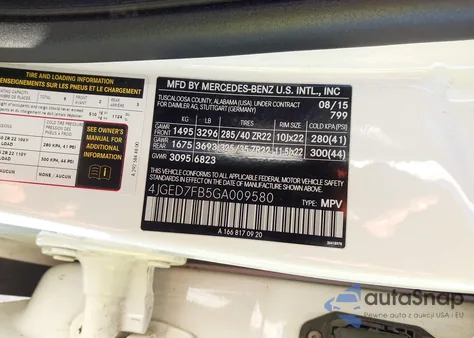 2016 Mercedes-Benz Amg Gle 63 Coupe S 4Matic z USA, uszkodzony, nr VIN 4JGED7FB5GA009580